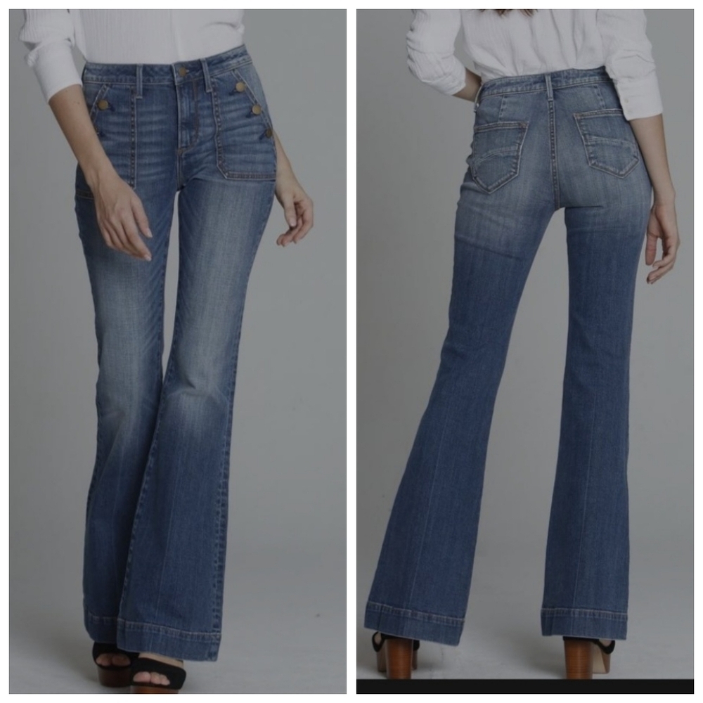 DRIFTWOOD Blue Flare Wide Leg Jeans with Vintage Appeal